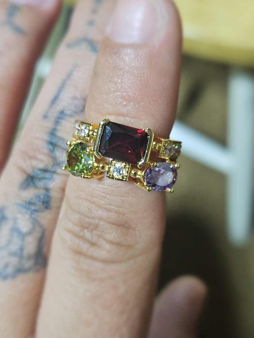 18k Gold Filled Multi-Gemstone Ring